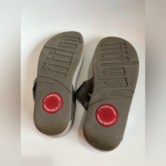 FitFlop Pietra sandals pewter grey gem detail size 8 platform wedge - Picture 5 of 7